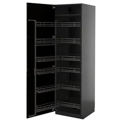 IKEA METOD(695.868.24) Високий шафа з висувною коморою, Чорна Чорна