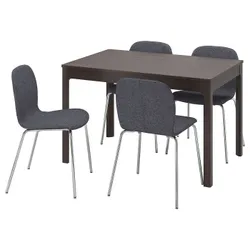 IKEA EKEDALEN / KARLPETTER(095.167.68) стіл і 4 стільці, темно-коричневий/середній сірий хром