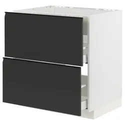 IKEA METOD / MAXIMERA(694.939.81) шафа для варильної панелі/витяжки з висувним ящиком, білий/Upplöv матовий антрацит