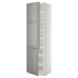 IKEA METOD(294.659.61) высокий шкаф с полками/2 дверцы, белый/Бодбин серый