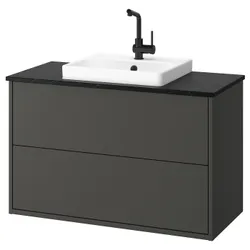 IKEA HAVBÄCK / ORRSJÖN(295.215.37) тумба под умывальник с ящиками/мойкой/смесителем, имитация темно-серого/черного мрамора