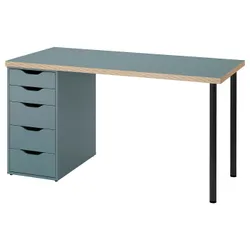 IKEA LAGKAPTEN / ALEX(195.235.13) рабочий стол, серо-бирюзовый/черный