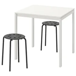 IKEA MELLTORP / MARIUS (990.117.64) стіл і 2 табурета, Білий чорний
