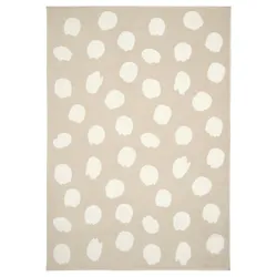 IKEA BOGENSE(205.270.58) килимок з коротким ворсом, бежевий / білий в горошок