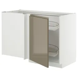 IKEA METOD(995.770.12) Угловой шкаф с высотой полки, белый/voxtorp Gloss Dark -Brown
