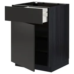 IKEA METOD / MAXIMERA(594.980.93) базовый шкаф/дверь, черный/Nickebo матовый антрацит