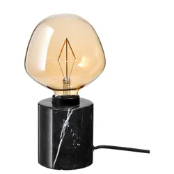 IKEA MARKFROST / MOLNART(794.913.40) настольная лампа с лампочкой, черный мрамор/форма колокола коричневое прозрачное стекло