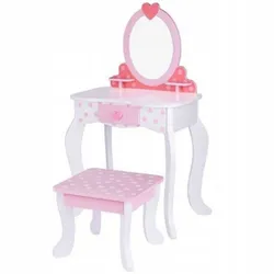 Tooky TOY Рожевий деревяний туалетний столик зі стільцем