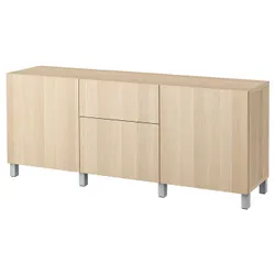 IKEA BESTÅ(794.422.03) поєднання з ящиками, Ефект дуба білого мореного / Lappviken / Stubbarp світло-сірий