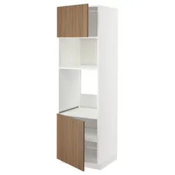 IKEA METOD(395.196.28) висока шафа для духовки/мікрохвильовки, 2 дверцята/полиці, білий/Тісторп імітація коричневого горіха