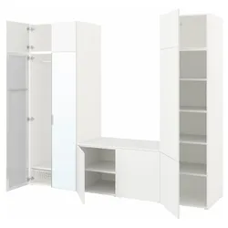 IKEA PLATSA(494.253.61) шкаф 9 дверей, белый STRAUMEN зеркальное стекло/FONNES белый