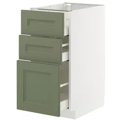 IKEA METOD / MAXIMERA(895.177.97) Шкаф, стоящий с 3 ящиками, Biały/Axstad Greya -green