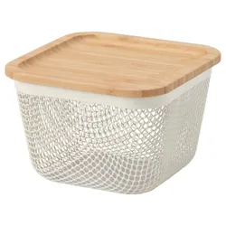 IKEA IKEA 365+(195.808.72) Пищевая корзина с крышкой, Квадратный металл/белый бамбук