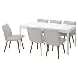 IKEA EKEDALEN / KLINTEN(095.059.01) стол и 6 стульев, белый/киланда светло-бежевый
