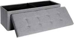 Pouf для хранения 110 см стеганые серого