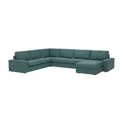 IKEA KIVIK (394.430.25) 6-місний кутовий диван з шезлонгом, Kelinge сіро-бірюзовий