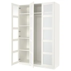 IKEA PAX / BERGSBO(394.802.73) комбінований гардероб, білий / скло матове / біле
