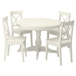 IKEA INGATORP / INGOLF(594.004.97) стол и 4 стула, белый / белый