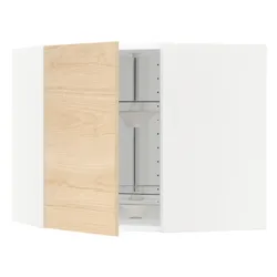 IKEA METOD(792.157.57) угловой навесной шкаф с каруселью, белый/светлый ясень Аскерсунд узор