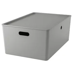 IKEA KUGGIS(895.967.61) Контейнер с крышкой, светло -серый