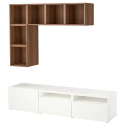 IKEA BESTÅ / EKET(594.908.03) комбинация шкафов под телевизор, белый/орех