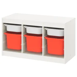IKEA TROFAST (393.355.11) полка с контейнерами, белый белый / оранжевый