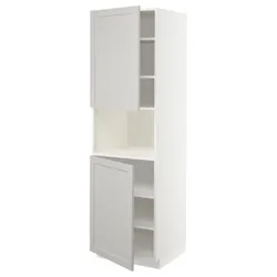 IKEA METOD(994.645.38) шестой высокий микро 2д/половина, белый/лерхиттан светло-серый