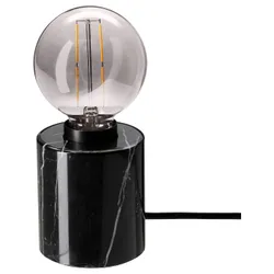 IKEA MARKFROST / MOLNART (994.818.92) настольная лампа с лампочкой, черный мрамор / серое прозрачное стекло