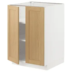 IKEA METOD(095.090.94) підлогова шафа/полиці/2 двері, білий/Дуб Форсбака