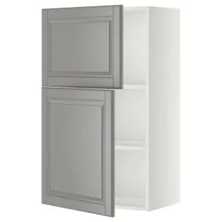 IKEA METOD(194.659.33) навісна шафа з полицями / 2 двер, білий/Bodbyn сірий