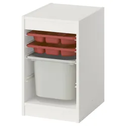 IKEA TROFAST(595.732.33) Полка с контейнером/подносами, белый красный/серый