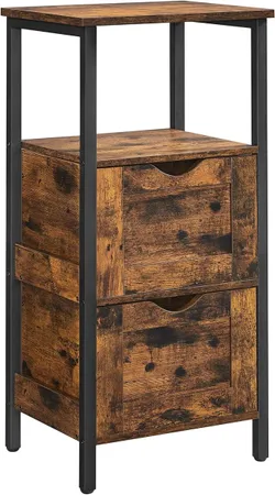 VASAGLE BBK151B01 Шкаф для хранения для ванной комнаты, узкий шкаф, с 2 ящиками, открытое отделение, экономия места, 37 x 30 x 80