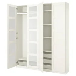 IKEA PAX / BERGSBO (593.288.97) комбінований гардероб, біле / скло матове