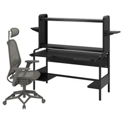 IKEA FREDDE / STYRSPEL(594.913.36) ігровий стіл і крісло, чорний/сірий