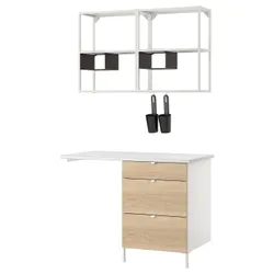 IKEA ENHET(593.315.07) поєднання настінного зберігання, білий/імітація дуб