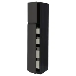 IKEA METOD / MAXIMERA(694.955.55) высокий шкаф с 2 дверцами/4 ящиками, черный/Upplöv матовый антрацит