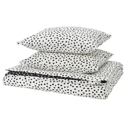 IKEA BJÖRKGRÅMAL(405.911.66) одеяло и 2 подушки, Черный белый/дотти
