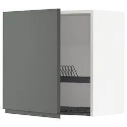 IKEA METOD(594.584.45) навесной шкаф с сушкой для посуды, белый/Воксторп темно-серый