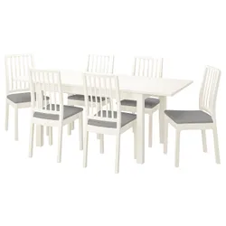 IKEA LANEBERG / EKEDALEN(094.827.06) стол и 6 стульев, белый белый / Оррста светло-серый