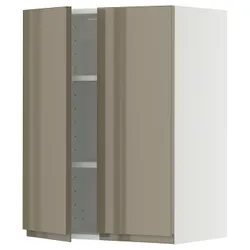 IKEA METOD(895.767.77) Настенный шкаф с полками/2 двери, белый/voxtorp Gloss Dark -Brown