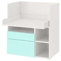 IKEA SMÅSTAD(693.922.51) письмовий стіл, білий ніжно-бірюзовий / з 2 ящиками