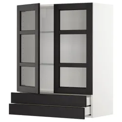 IKEA METOD / MAXIMERA(294.589.08) w w w 2 стеклянные двери / 2 ящика, белый/лерхиттан черная морилка