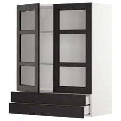 IKEA METOD / MAXIMERA(294.589.08) ш ш 2 скляні дверцята / 2 ящики, білий/забарвлений лерхітановим чорним