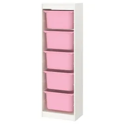 IKEA TROFAST (593.358.93) полка с контейнерами, белый / розовый