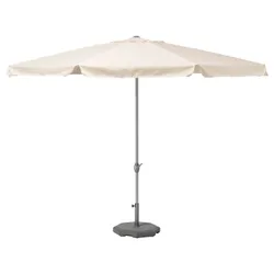 IKEA LJUSTERÖ(793.254.83) зонт с основанием, бежевый / Huvön темно-серый