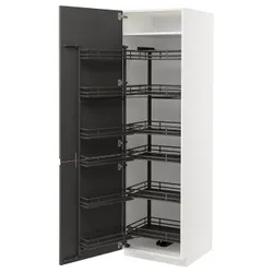 IKEA METOD(094.720.38) висока шафа з висувною коморою, білий/Voxtorp темно-сірий
