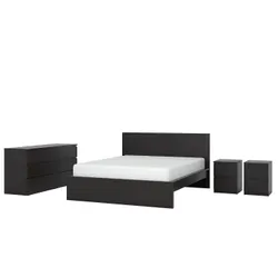 IKEA MALM(394.951.56) Комплект меблів для спальні 4 шт, чорно-коричневий