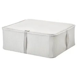 IKEA HEMMAFIXARE (205.039.10) контейнер для одягу / постільної білизни, смугаста тканина / біла / сіра
