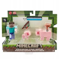 Фигурка Стива из Minecraft, пиксельная фигурка, свиньи + аксессуары HTL88