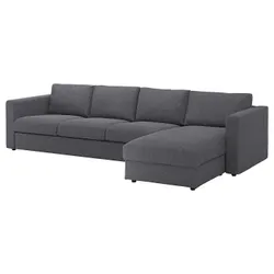 IKEA VIMLE (193.994.86) 4-местный диван с козеткой, Гуннаред средний серый